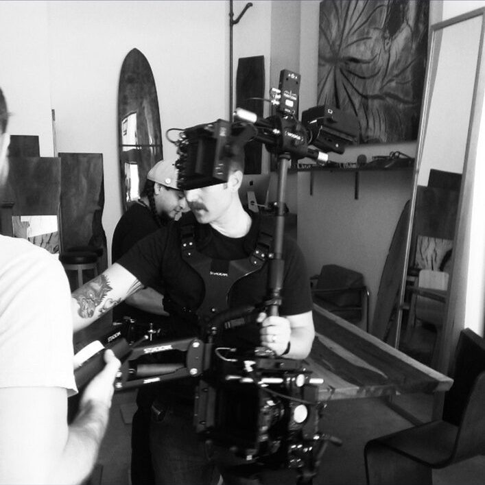 On set, Filming in the studio, June 2015