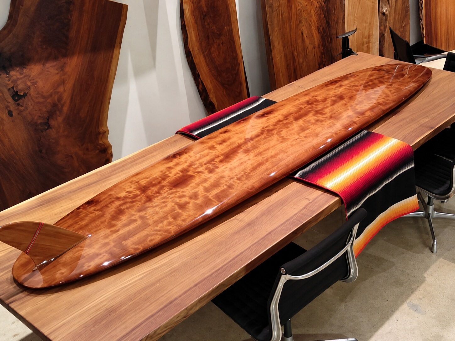 Solid redwood surfboard, With Tanner Surfboards