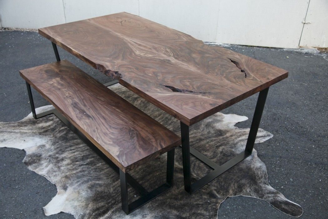 Dining table and bench, Walnut
